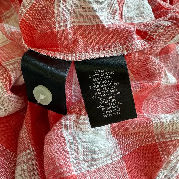 NEW Sanctuary Plaid Linen Blend Short Sleeve Cinched Waist Button Down - Picture 6 of 6